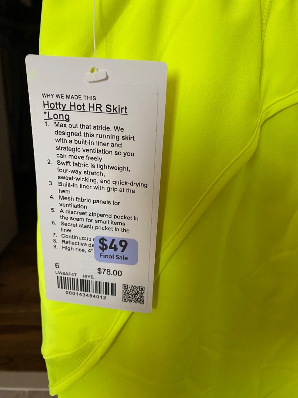 Lululemon Hotty Hot High Rise Skirt, Size 6 - Picture 2 of 2